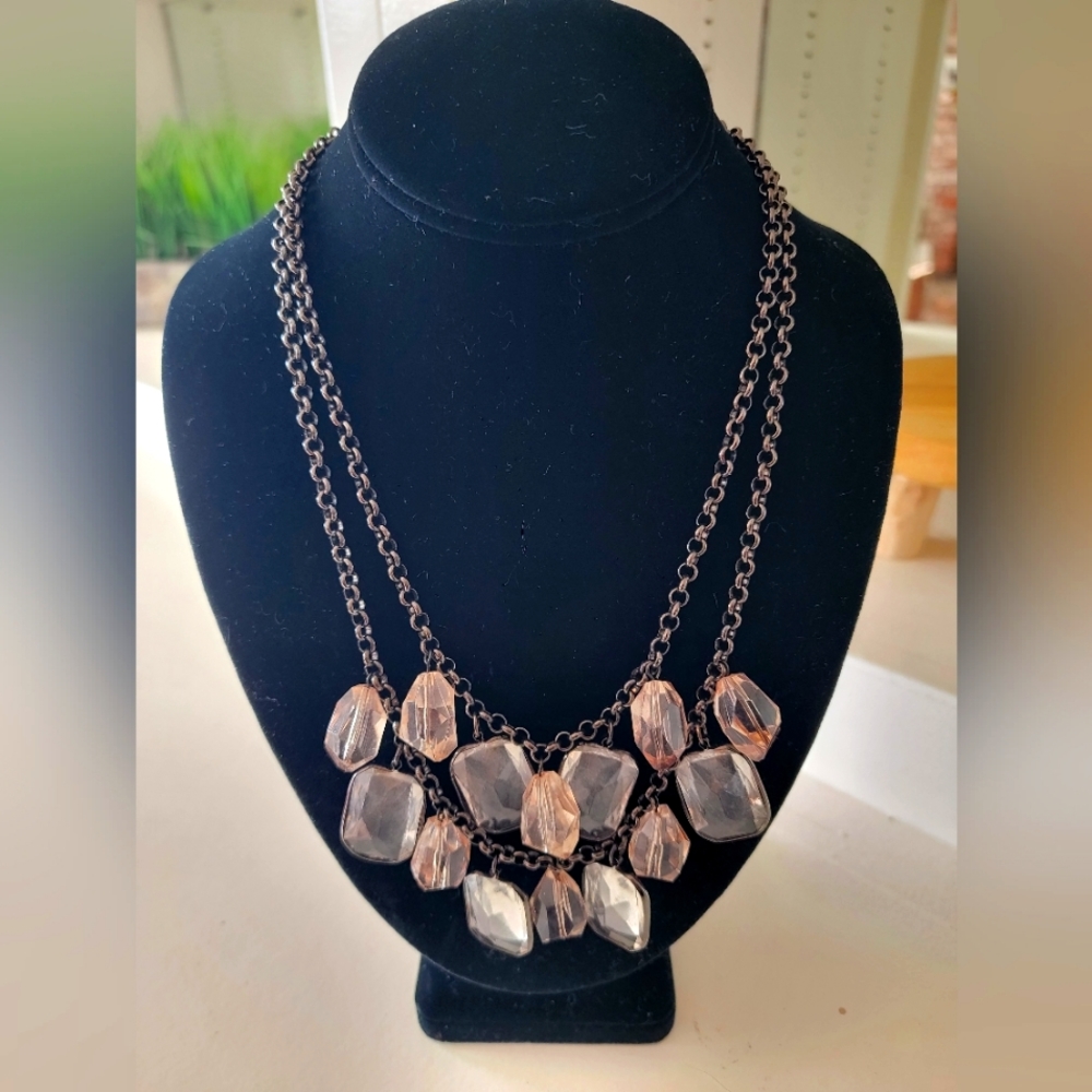 Blush pink and white crystal necklace 19 inches